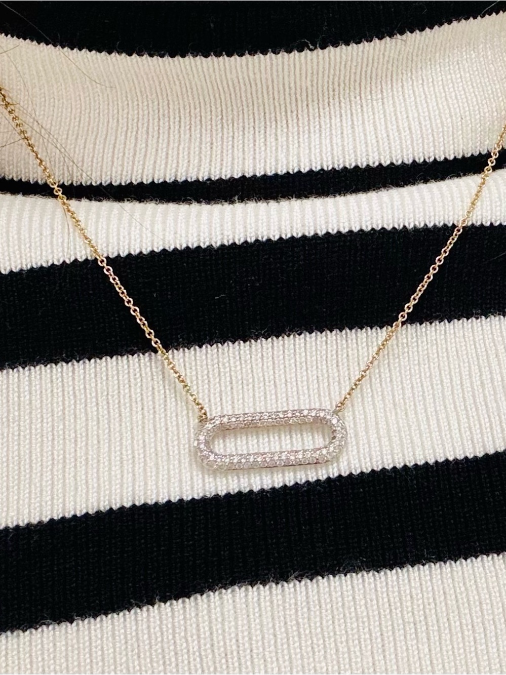 Stunning 10k Gold and Diamond Chain Paperclip Necklace